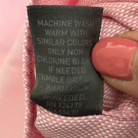 Johnston & Murphy Men's Pink Woven Cotton Tailored Fit Button Down Shirt Mens XL - Picture 8 of 9